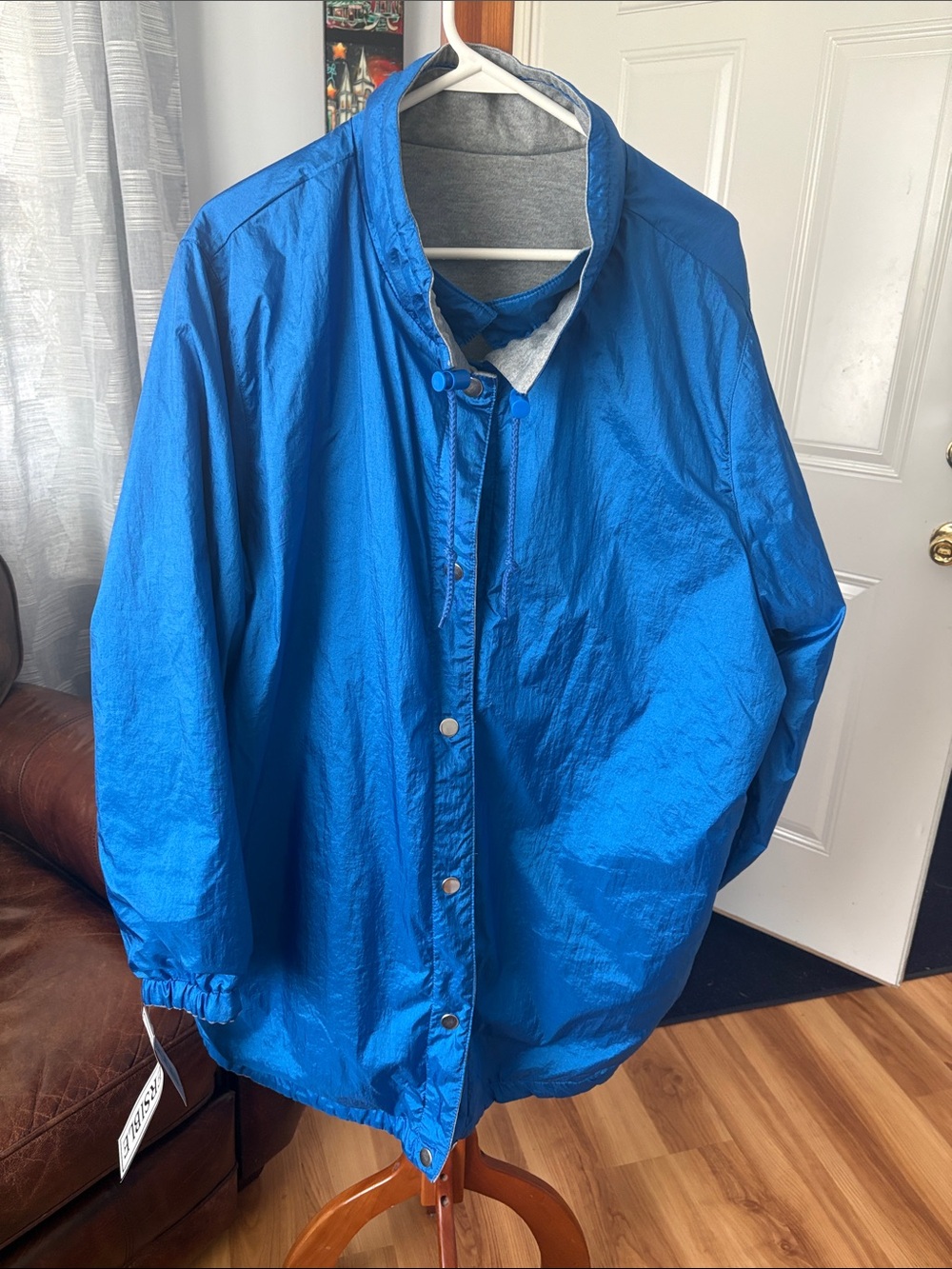 Woman Within Electric Blue Lightweight Snap-Front Jacket